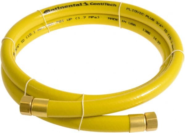 Continental ContiTech - 3/4" ID x 1.11" OD 3' Long Multipurpose Air Hose - FNPT x FNPT Ends, 250 Working psi, -10 to 158°F, 3/4" Fitting, Yellow - Exact Tooling