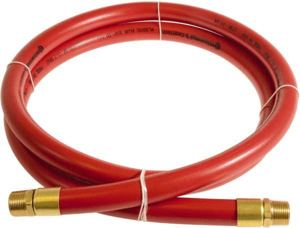 Continental ContiTech - 3/4" ID x 1.11" OD 10' Long Multipurpose Air Hose - MNPT x MNPT Ends, 250 Working psi, -10 to 158°F, 3/4" Fitting, Red - Exact Tooling