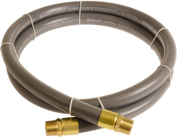 Continental ContiTech - 3/4" ID x 1.11" OD 10' Long Multipurpose Air Hose - MNPT x MNPT Ends, 250 Working psi, -10 to 158°F, 3/4" Fitting, Gray - Exact Tooling