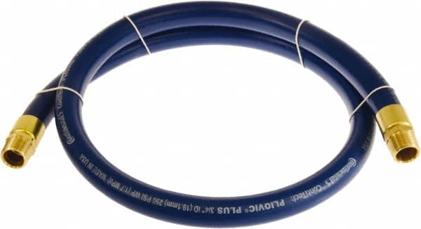 Continental ContiTech - 1" ID x 1.38" OD 10' Long Multipurpose Air Hose - MNPT x MNPT Ends, 250 Working psi, -10 to 158°F, 1" Fitting, Blue - Exact Tooling