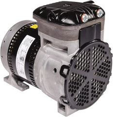 Gast - 1/4 hp, 3.8 CFM, 125 Max psi Piston Vacuum & Compressor Pump - 27.5 Hg/In, 100 to 240/50 to 60 Volt, 7.71" Long x 5" Wide x 7.08" High - Exact Tooling