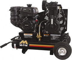 MI-T-M - 9.59 hp, 17.2 CFM, 175 Max psi, Two Stage Portable Fuel Air Compressor - Kohler CH395 OHV Engine - Exact Tooling