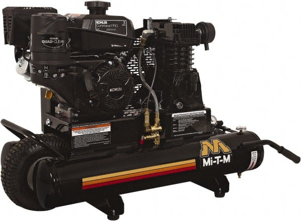 MI-T-M - 7.0 hp, 13.9 CFM, 90 Max psi, Single Stage Portable Fuel Air Compressor - Kohler CH270 OHV Engine - Exact Tooling