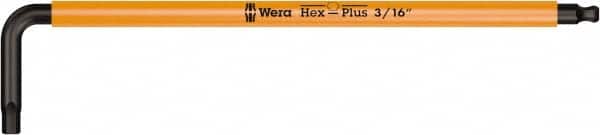 Wera - 3/16" Hex, Long Arm, Hex Key - 6-1/16" OAL, Cast Steel, Inch System of Measurement - Exact Tooling