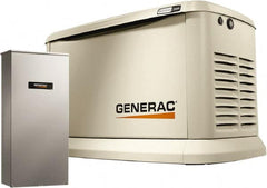 Generac Power - 1 Phase LP & NG Air Cooled Standby Power Generator - 120/240 V, 22 kW, OHVI, Bisque Aluminum Enclosure, Use 140 (LP) & 310 (NG) to Fuel - Exact Tooling