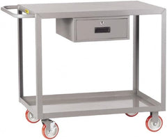 Little Giant - 1,200 Lb Capacity, 24" Wide x 42" Long x 35" High Shelf Cart - 2 Shelf, Steel, 2 Rigid/2 Swivel Casters - Exact Tooling