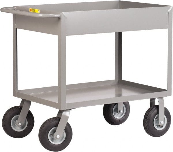 Little Giant - 1,200 Lb Capacity, 24" Wide x 42" Long x 36-1/2" High Deep Shelf Cart - 2 Shelf, Steel, 2 Rigid/2 Swivel Casters - Exact Tooling