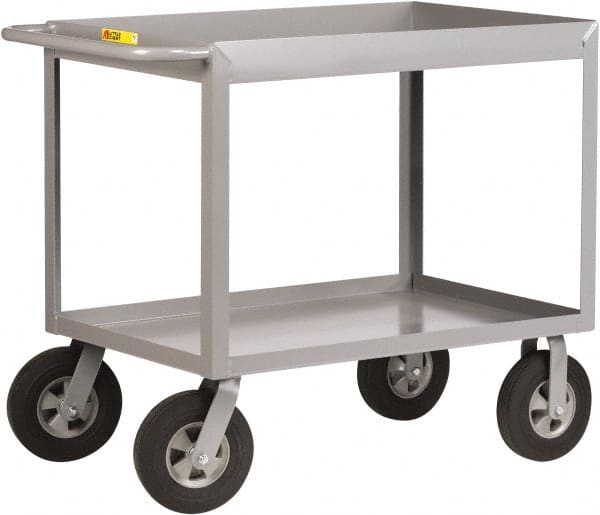Little Giant - 1,200 Lb Capacity, 30" Wide x 66" Long x 36-1/2" High Deep Shelf Cart - 2 Shelf, Steel, 2 Rigid/2 Swivel Casters - Exact Tooling