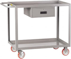Little Giant - 1,200 Lb Capacity, 24" Wide x 54" Long x 35" High Shelf Cart - 2 Shelf, Steel, 2 Rigid/2 Swivel Casters - Exact Tooling