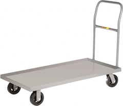 Little Giant - 1,600 Lb Capacity Steel Platform Truck - Steel Deck, 24" OAW, 60" Platform Length x 8-1/2" Platform Height, Mold-On Rubber Casters - Exact Tooling
