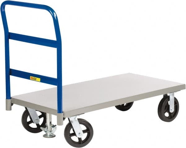 Little Giant - 2,400 Lb Capacity Steel Platform Truck - Steel Deck, 30" OAW, 60" Platform Length x 11" Platform Height, Mold-On Rubber Casters - Exact Tooling