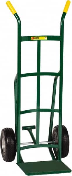 Little Giant - 800 Lb Capacity 49" OAH Hand Truck - 12 x 14" Base Plate, Dual Handle, Steel, Flat-Free Microcellular Foam Wheels - Exact Tooling