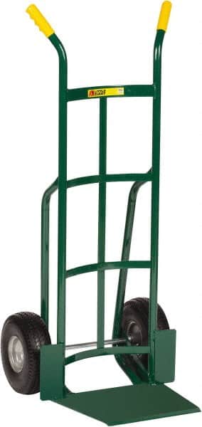 Little Giant - 600 Lb Capacity 49" OAH Hand Truck - 13-1/2 x 16" Base Plate, Dual Handle, Steel, Flat-Free Microcellular Foam Wheels - Exact Tooling