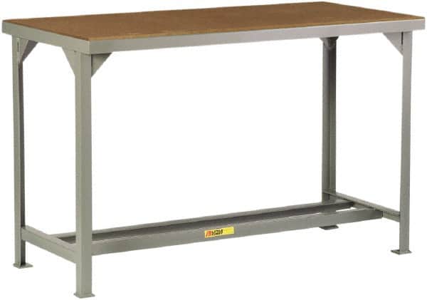 Little Giant - 48 Wide x 24" Deep x 36" High, Hardboard on Steel Heavy-Duty Workbench with Hardboard Top - Fixed Legs, Gray - Exact Tooling