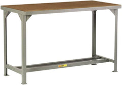 Little Giant - 60 Wide x 36" Deep x 36" High, Hardboard on Steel Heavy-Duty Workbench with Hardboard Top - Fixed Legs, Gray - Exact Tooling