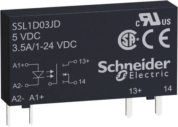Schneider Electric - 1 Pole, 1NO, 190-250 VDC, 38-72 VDC, 90-140 VAC, 90-140 VDC Control Relay - Exact Tooling