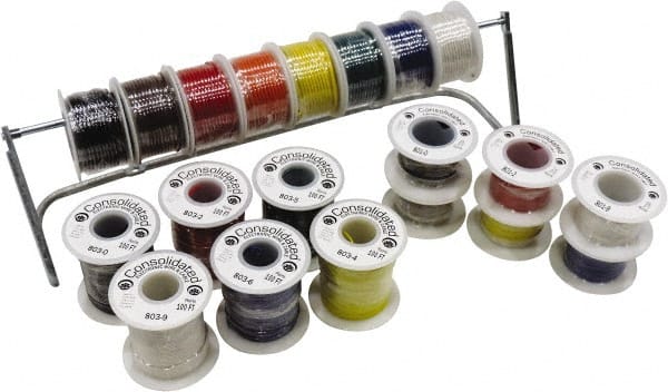 Made in USA - 18 AWG, 16 Strand, 25' OAL, Tinned Copper Hook Up Wire - Black, White, Red, Green, Blue, Yellow, Orange & Brown PVC Jacket - Exact Tooling