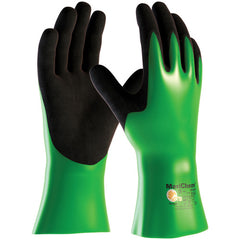 ‎56-630/XXL Coated Supported Gloves - MaxiChem - Nylon/Lycra Liner - Green/ Black Nitrile Blnd - Full Coat - 12 In. - Exact Tooling