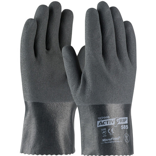 ‎56-AG585/XS Coated Supported Gloves - ActivGrip Supported - 15G Cotton - Gray Nitrile w/ MicroFinish - 10″L - Exact Tooling