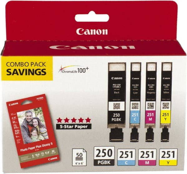 Canon - Ink & Paper Combo - Use with Canon PIXMA iP7220, iP7250, iP8720, iX6820, MG5420, MG5450, MG5520, MG5620, MG6320, MG6420, MG6620, MG7120, MX922 - Exact Tooling