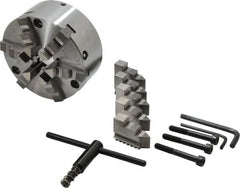 Buck Chuck Company - 6 Jaws, 6" Diam, Self Centering Manual Lathe Chuck - Front Mount, Adjustable, 3,450 Max RPM, 1.78" Through Hole Diam, Forged Steel - Exact Tooling