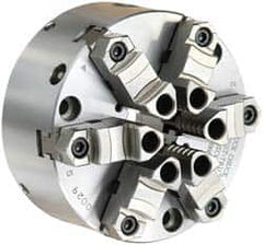 Buck Chuck Company - 6 Jaws, 10" Diam, Self Centering Manual Lathe Chuck - Front Mount, Adjustable, Reversible, 2,250 Max RPM, 3.23" Through Hole Diam, Forged Steel - Exact Tooling