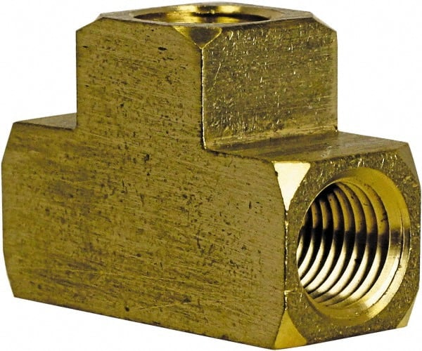 Cerro - 1/8 Female Thread, Brass Industrial Pipe Female Tee - FNPT, 1,200 psi - Exact Tooling