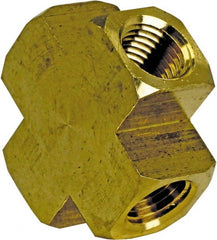 Cerro - 1/2 Female Thread, Brass Industrial Pipe Female Cross - FNPT, 1,200 psi - Exact Tooling