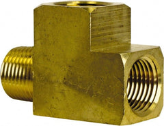Cerro - 1/4 Male Thread x 1/4 Female Thread, Brass Industrial Pipe Street Tee - MNPT x FNPT, 1,200 psi - Exact Tooling