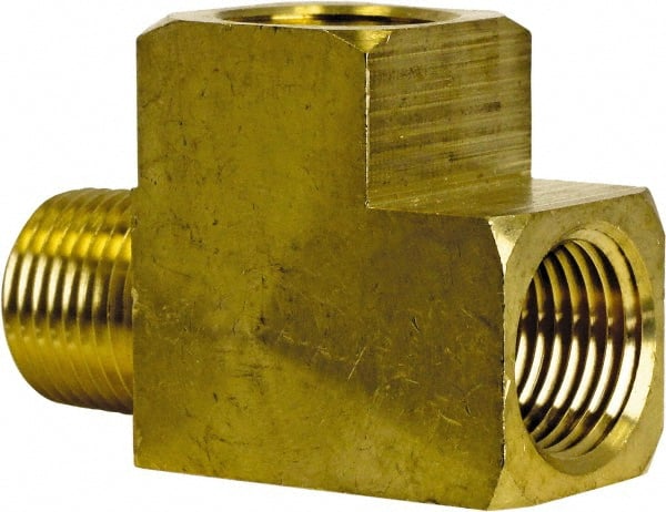 Cerro - 3/8 Male Thread x 3/8 Female Thread, Brass Industrial Pipe Street Tee - MNPT x FNPT, 1,200 psi - Exact Tooling