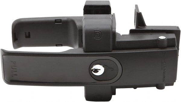 D&D Technologies - 3-1/4" Bar Latch Length, 4.17" High, Polymer Adjustable Gate Latch - Black Finish, 3-1/4" Bar Latch Projection, 1" Hole Diam - Exact Tooling