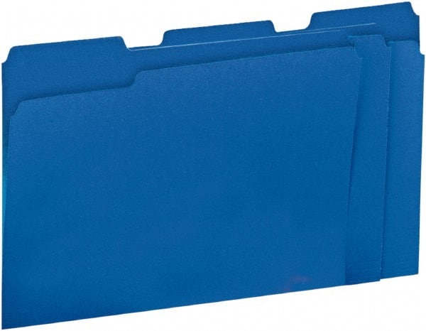 UNIVERSAL - 8-1/2 x 11", Letter Size, Blue, File Folders with Top Tab - 11 Point Stock, 1/3 Tab Cut Location - Exact Tooling