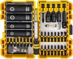DeWALT - 35 Piece, Screwdriver Insert Bit Set - #1, #2 & #3 Phillips, 1/4 to 3/8" Hex, T20 & T25 Torx, #1, #2 & #3 Pozidriv, #1 to #3 Square Recess - Exact Tooling