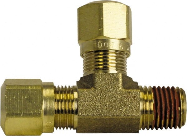 Cerro - 3/8" OD, Brass Male Run Tee - 150 Max Working psi, -40 to 200°F, Comp x MNPT x Comp Ends - Exact Tooling
