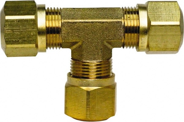 Cerro - 1/4" OD, Brass Union Tee - 150 Max Working psi, -40 to 200°F, Comp x Comp x Comp Ends - Exact Tooling