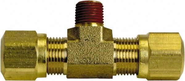 Cerro - 3/8" OD, Brass Male Branch Tee - 150 Max Working psi, -40 to 200°F, Comp x Comp x MNPT Ends - Exact Tooling