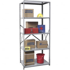 Hallowell - 5 Shelf Starter Extra Heavy-Duty Open Steel Shelving - 750 Lb Capacity, 48" Wide x 87" High x 12" Deep, Gray - Exact Tooling