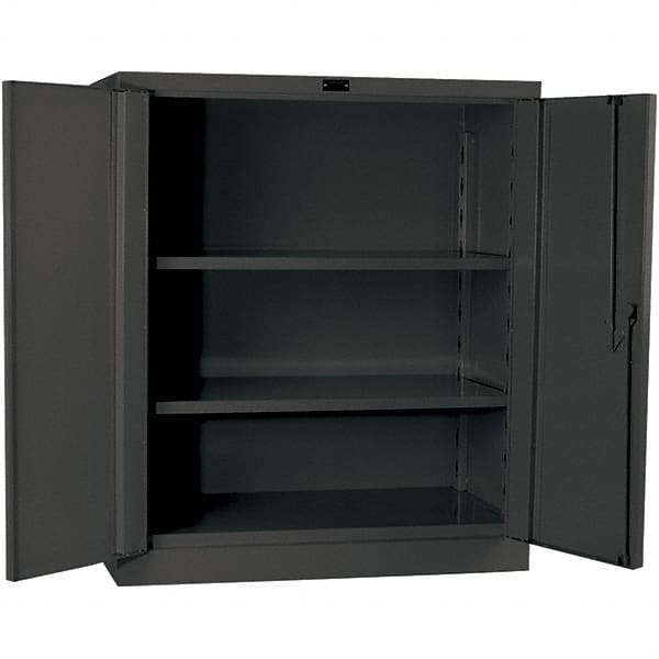Hallowell - 2 Shelf Locking Storage Cabinet - Steel, 36" Wide x 21" Deep x 42" High, Gray - Exact Tooling