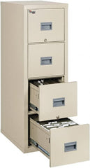 FireKing - 17-3/4" Wide x 52-3/4" High x 25" Deep, 4 Drawer Vertical File - Steel, Parchment - Exact Tooling