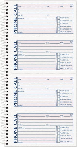 TOPS - 400 Sheet, 2-3/4 x 5", Call Book - Blue & Red - Exact Tooling