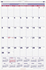 AT-A-GLANCE - 12 Sheet, 20 x 30", Wall Calendar - Blue & Red - Exact Tooling