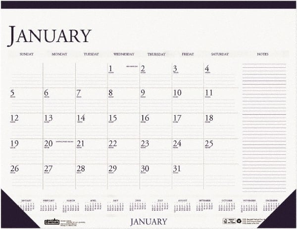 House of Doolittle - 12 Sheet, 22 x 17", Desk Pad - White & Blue - Exact Tooling