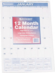 AT-A-GLANCE - 12 Sheet, 12 x 17", Planner Wall Calendar - Blue & Red - Exact Tooling