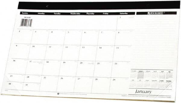 AT-A-GLANCE - 12 Sheet, 17-3/4 x 10-7/8", Desk Pad - White & Black - Exact Tooling