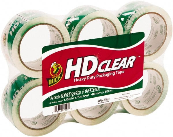 Duck - 1-7/8" Wide x 2.6mm Thick x 55 yds Long, HD Box Sealing & Label Protection Tape - Clear - Exact Tooling