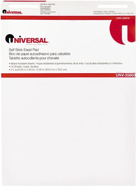 UNIVERSAL - 25 x 30 Inch Self Stick Easel Pad, White, 30 Sheets per Pad - For Use with Easel Stands - Exact Tooling