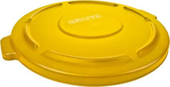 Rubbermaid - Round Lid for Use with 32 Gal Round Trash Cans - Yellow, Low-Density Polyethylene, For Brute Trash Cans - Exact Tooling