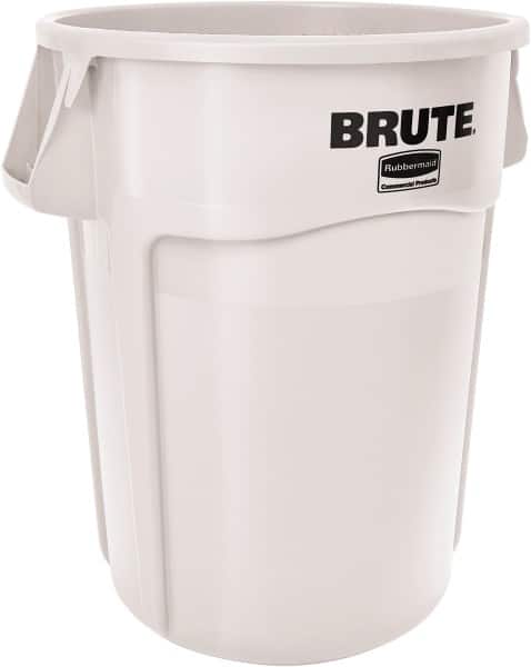Rubbermaid - 32 Gal White Round Trash Can - Polyethylene, 27.77" High - Exact Tooling