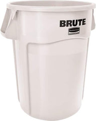 Rubbermaid - 32 Gal White Round Trash Can - Polyethylene, 27.77" High - Exact Tooling