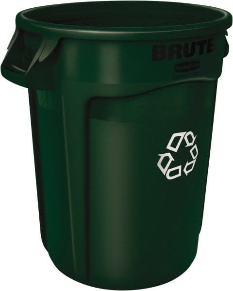 Rubbermaid - 44 Gal Green Round Trash Can - Polyethylene - Exact Tooling